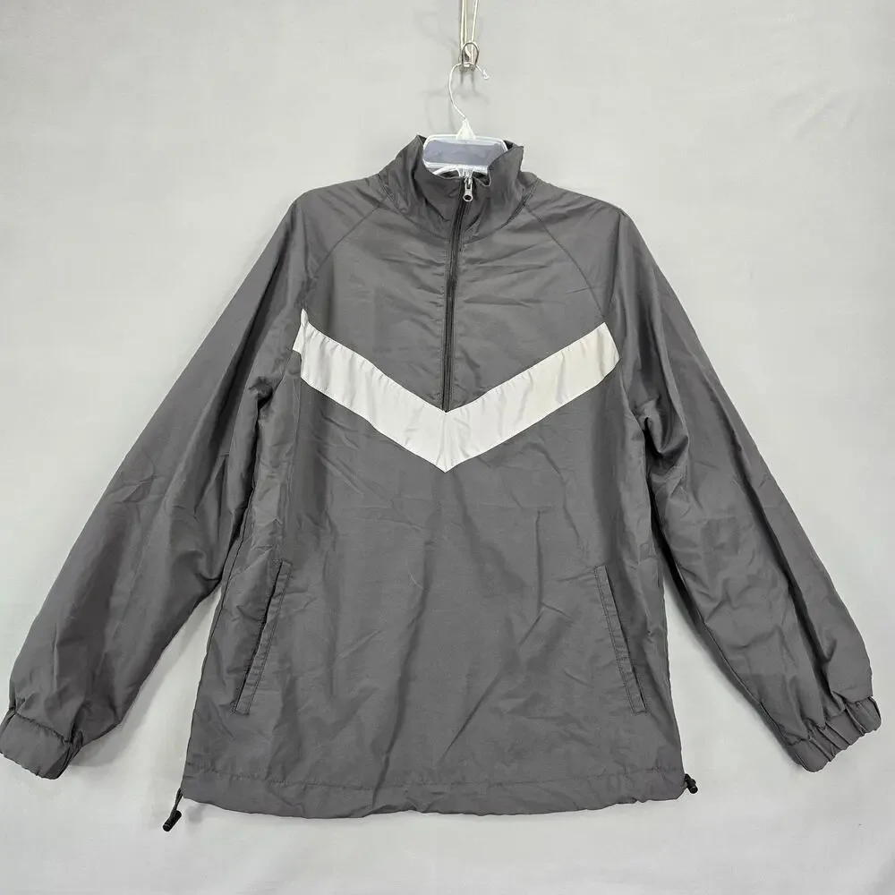 Original Use Gray Windbreaker Jacket Lightweight Nylon 1/2 Zip Lined Mens Size S